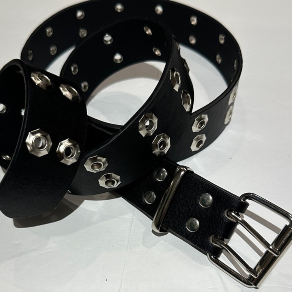Black Studded faux Leather Belt fits up to 36”